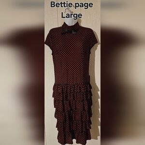 Bettie Page Black and Red Polka Dot Midi Dress